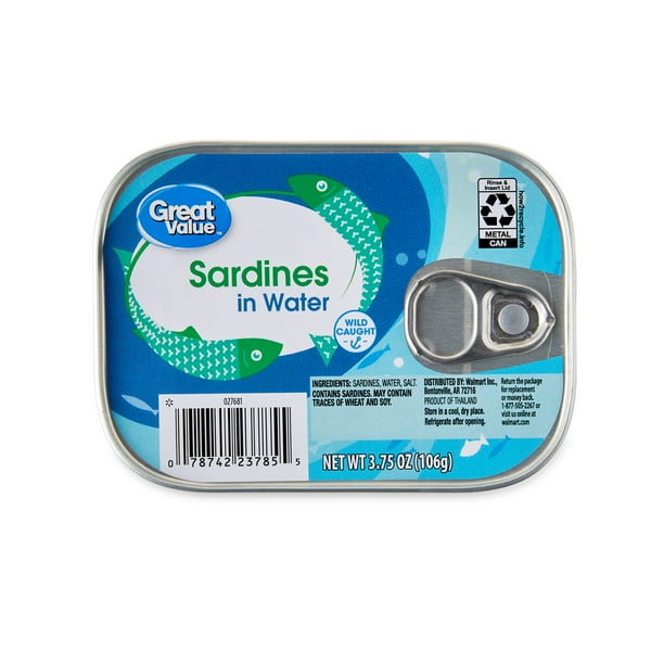 Great Value Sardines in Water, 3.75 oz