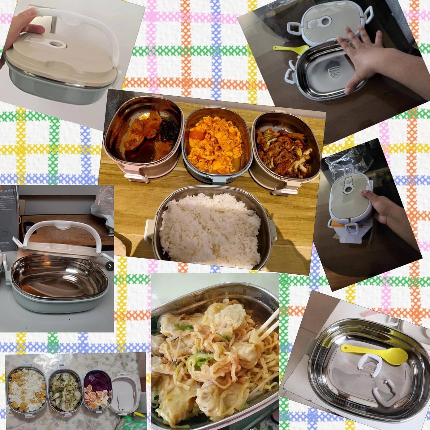 ABCISI Lunch Box 900ml 1 Layer Hot Food Lunch Containers Portable Lunchbox Stackable 304 Stainless Steel Adult Bento Lunch Box Cold Food Storage Bowl for School Office Outdoor Travel