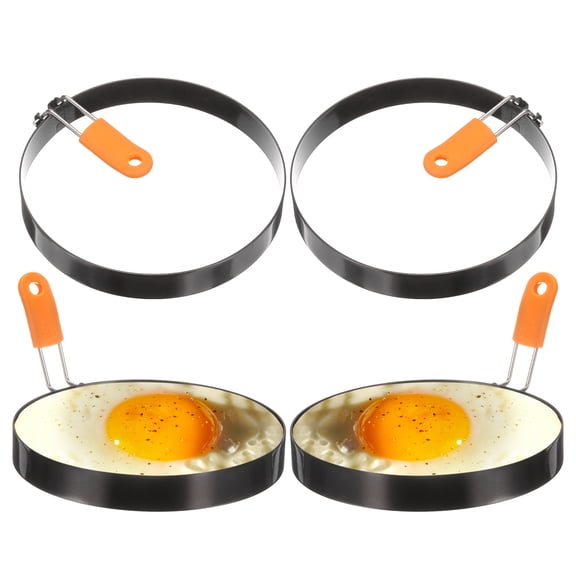 Uxcell 4Pcs Egg Rings 6" Stainless Steel Nonstick Pancake Cooking Ring with Silicone Handle for Griddle Frying Eggs Sandwich Omelets Breakfast