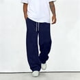 thumbnail image 6 of Men's Baggy Sweatpants Fashion Casual Wide Leg Sweat Pants Lightweight Comfy Regular Fit Solid Color Sweatpants with Pockets Dark Blue S, 6 of 6
