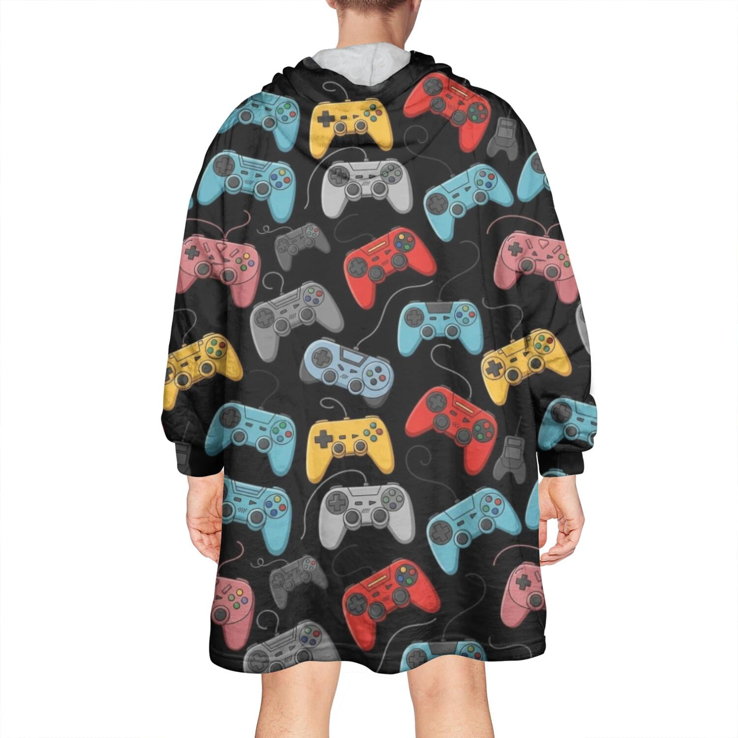 Wearable Oversized Blanket,Colorful Games Device Dark Pattern Wearable Blanket Hoodie for Adults,Cozy Hooded Blankets with Super Pockets,Super Warm Fuzzy Pullover for Women & Men