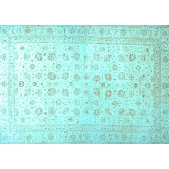 Ahgly Company Indoor Rectangle Oriental Light Blue Traditional Area Rugs, 8' x 12'