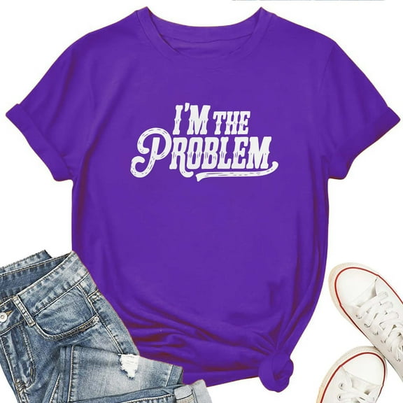 I'm The Problem Women's Graphic T-Shirt – Funny Country Music Tee, Western Casual Top, Soft Cotton Concert Outfit