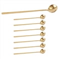 thumbnail image 1 of 8 Piezas Cucharas de Café de 6,7 Pulgadas, Cucharas Agitadoras, Cucharas de Té de Mano Largo, Cucharaditas Doradas, Cucharas Doradas, Cucharas de Té Helado, 1 of 5