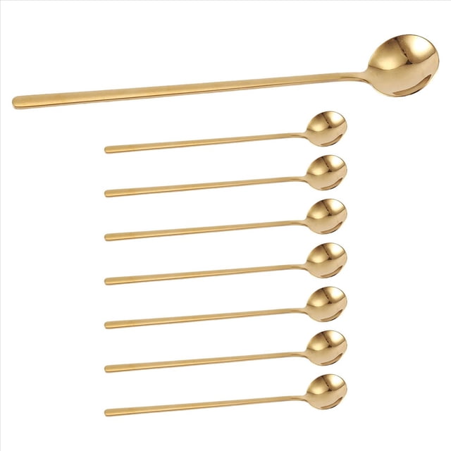 8 Piezas Cucharas de Café de 6,7 Pulgadas, Cucharas Agitadoras, Cucharas de Té de Mano Largo, Cucharaditas Doradas, Cucharas Doradas, Cucharas de Té Helado