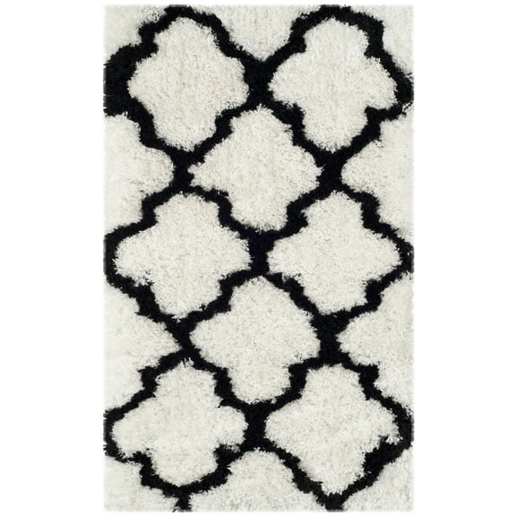 SAFAVIEH Barcelona Shag Mira Geometric Area Rug, Ivory/Black, 2' x 3'