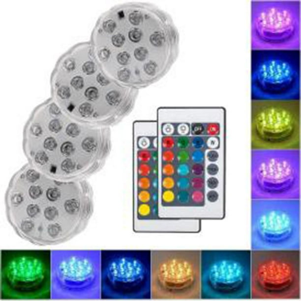 Piscina Led Luz Subacuática Batería Multicolor Rgb 10 Luz Led Con Control Remoto Para Jarrón Base Acuario Estanque Scienceny HA046505-02