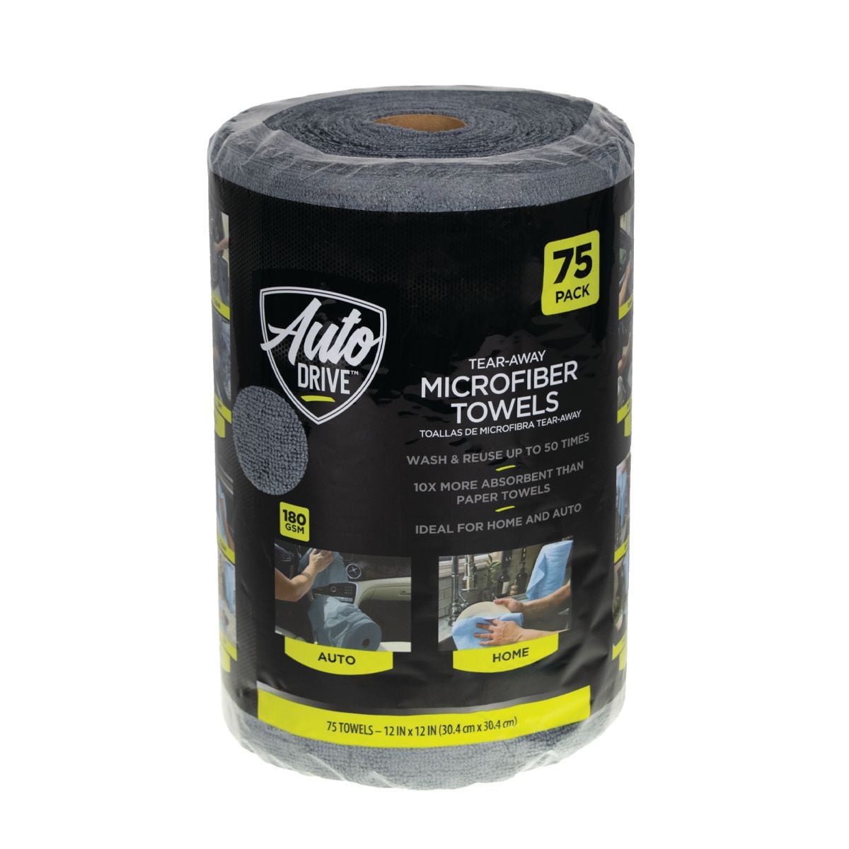 Auto Drive Tear Away Multi-Purpose Microfiber Towel Roll, 75 Pack, All Purpose Microfibre Towels
