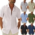 thumbnail image 3 of Sunloudy Camisa casual para hombre, color sólido, manga corta, cuello de solapa, ajuste delgado, tops de ocio con botones Sunloudy moda, 3 of 4