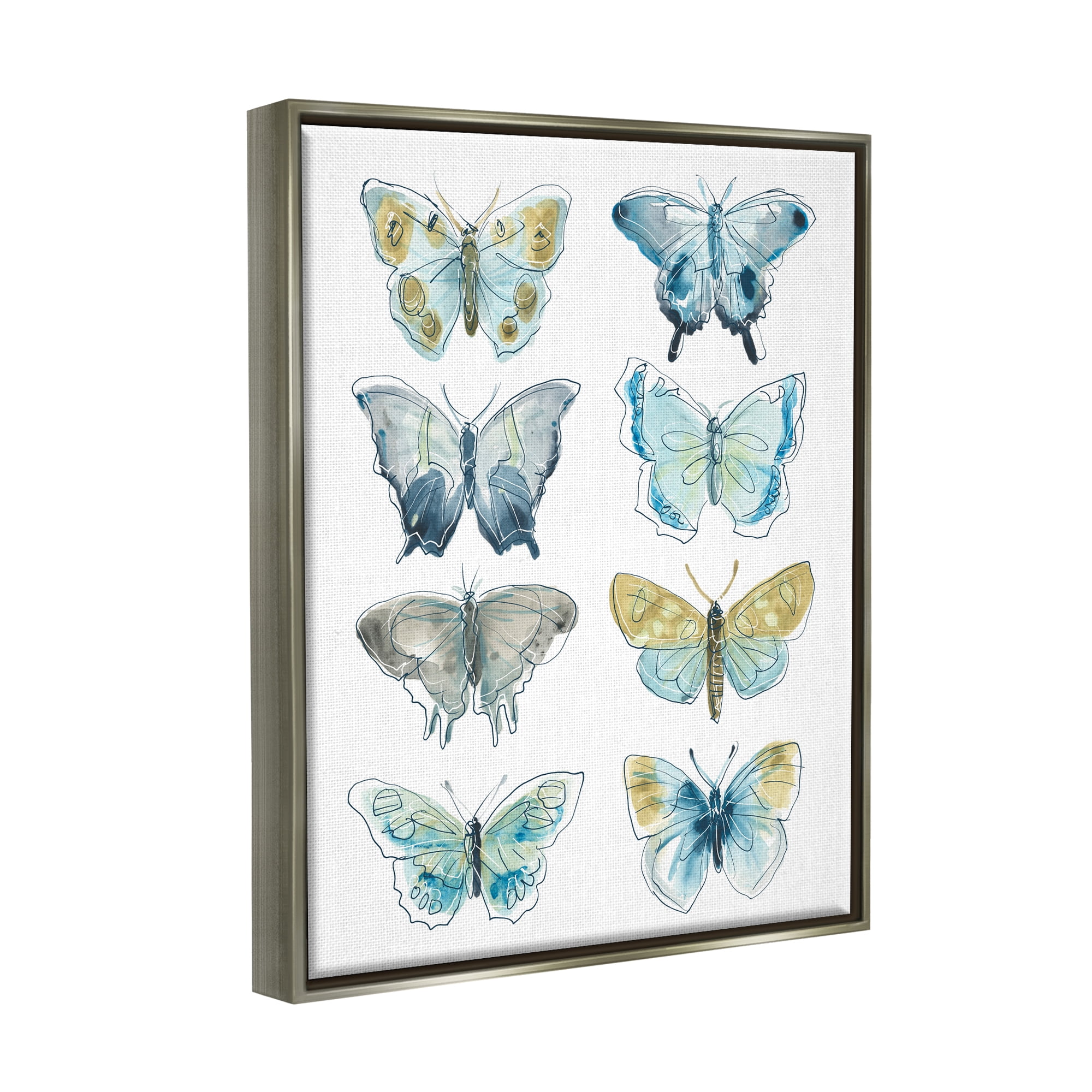 Stupell Varied Butterflies & Moths Insects Animals & Insects Painting Gray Floater Framed Art Print Wall Art
