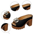 thumbnail image 5 of Rokment Women's Buckles Platform Dressy Slides Sandals 2026 Ladies Fashion Casual Leather Peep Toe Slip on Chunky Block High Heels Half Slippers Mules Black Size 9, 5 of 6