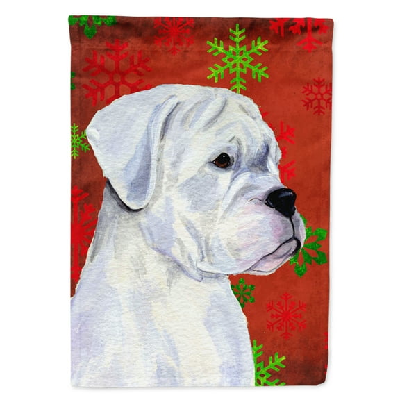 Carolines Treasures SS4716-FLAG-PARENT Boxer Red and Green Snowflakes Holiday Christmas Flag  multicolor