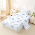 thumbnail image 2 of spefrowx Watercolor Blue Bow Twin Sheets for Girls, Cute Love Heart Bedding, 3 Pieces, 1 Flat Sheet, 1 Fitted Sheet and 1 Pillowcase, 2 of 6