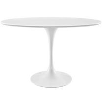 Modern Contemporary Urban Design Mid Century Kitchen Room Oval Top Dining Table, White, Metal Wood