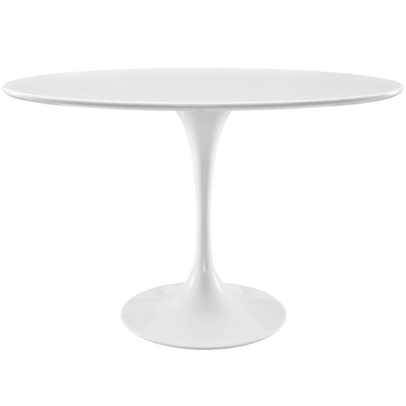 Modern Contemporary Urban Design Mid Century Kitchen Room Oval Top Dining Table, White, Metal Wood
