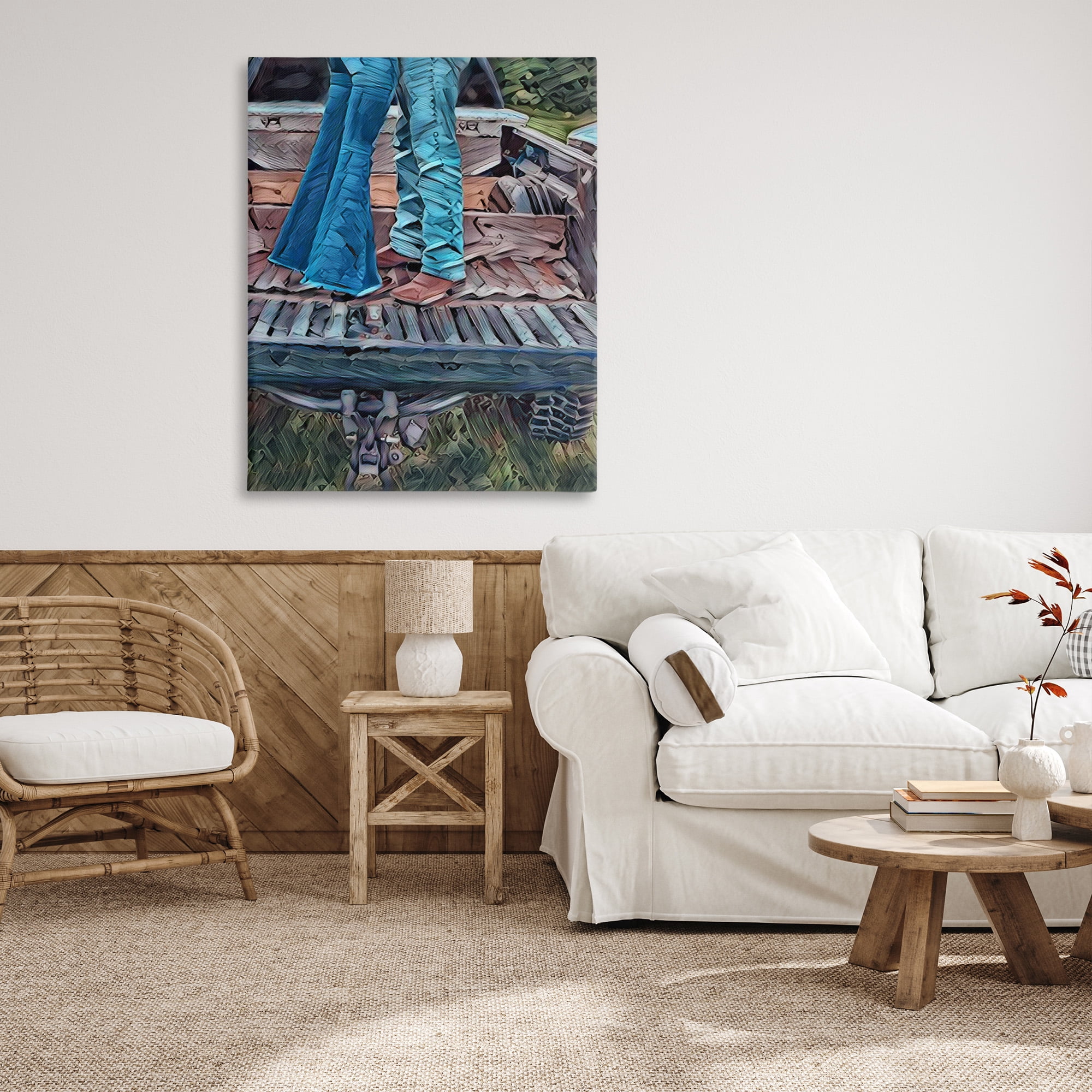 Stupell Industries Country Couple in Pickup Transportation Painting Gallery Wrapped Canvas Art Print Wall Art, 36 x 48