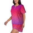 thumbnail image 2 of Balery Light Purple Glitter Pattern Womens Pajama Sets 2 Piece Soft Short Sleeve Top and Shorts Sleepwear Round Neck Pjs Lounge Set with Pockets-Small, 2 of 7