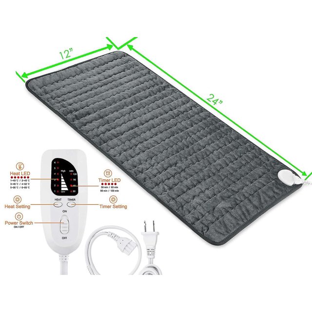 Coussin Chauffant Électrique avec 6 Réglages de Chaleur Couverture de Physiothérapie avec Minuterie
