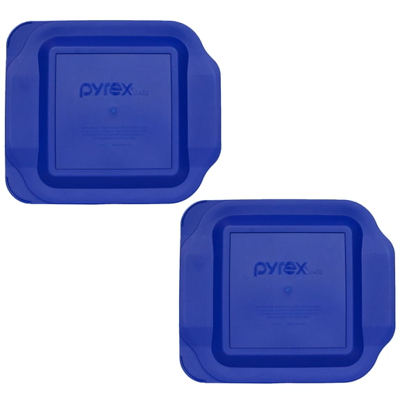 Pyrex Replacement Lid 222-PC Blue Plastic Square Cover (2-Pack) for Pyrex 222 2-Qt Dish (Sold Separately)