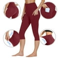 thumbnail image 4 of nerohusy Leggings for Women Pocket High Waist Butt Lift Capri Leggings Active Sculpt Sports Yoga Pants Outdoor Biker Legging Wine,XL, 4 of 9