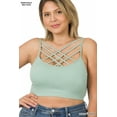 thumbnail image 1 of TheLovely Women & Plus Comfort Seamless Crisscross Front Strappy Bralette Sports Bra Top with Removable Pads, 1 of 4
