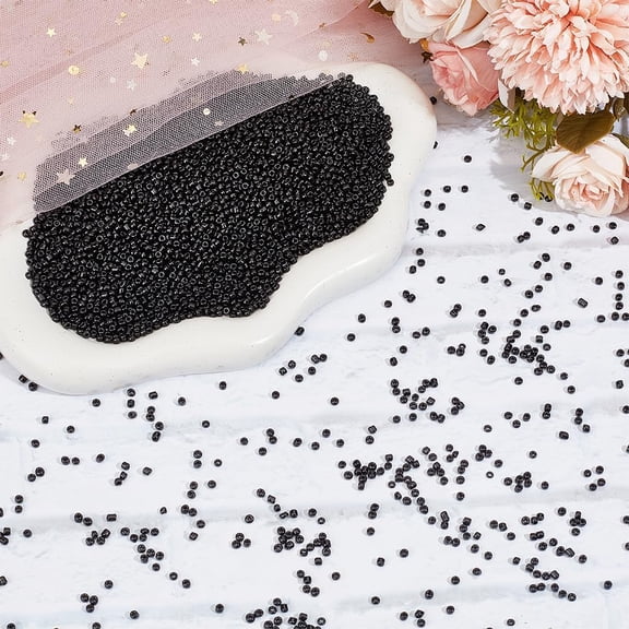 160g Glass Seed Beads Opaque Colors Round Black 3mm Diameter 1mm Hole 160g per Set Jewelry Craft Beads Black