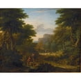 thumbnail image 3 of George Lambert 18x15 Black Modern Framed Museum Art Print Titled - Wooded&nbsp;Landscape with Figures Resting by a Stream (1725), 3 of 5