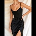 thumbnail image 4 of Falda Irregular Midi para Mujer - Vestido de Verano de Color Liso Negro M, 4 of 7