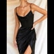 thumbnail image 4 of Falda Irregular Midi para Mujer - Vestido de Verano de Color Liso Negro XL, 4 of 7