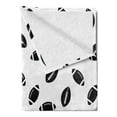 thumbnail image 2 of American Football Soft Flannel Fleece Throw Blanket, Monochrome Pattern Rugby Balls US Culture Sports Play, Cozy Plush for Indoor and Outdoor Use, 50" x 60", Black White, by Ambesonne, 2 of 5