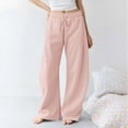 thumbnail image 2 of Ruimatai Women's Solid Wide Leg Pants Elastic Waist Casual Comfortable Lounge Wear Polyester Lightweight Soft Stretch for Outdoor, 2 of 9