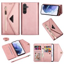 For Samsung Galaxy S25 Plus Wallet Case,Women/Men A Multi-Card Slot Card Holder Premium Folio Flip Leather Protective Zipper Pocket Purse Wallet Case With Hand Strap and Shoulder Strap Case