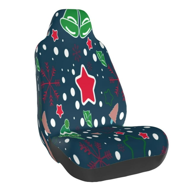 Wukai Christmas Full Set Car Seat Covers with Soft Padding Universal Auto Front Seats Protector and Cushion Mat