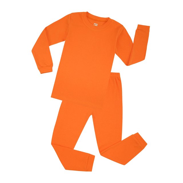 Elowel Ensemble Pyjama 2 Pièces Garçons Orange 100% Coton Taille 12 M -12 Ans