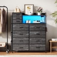 thumbnail image 2 of Tuekys 8+3 Drawers Fabric Dressers with 4 Side Pockets,LED Lights,Charging Station,Hooks,Sturdy Steel Frame & Wooden Top Shelves for Bedroom, 2 of 8