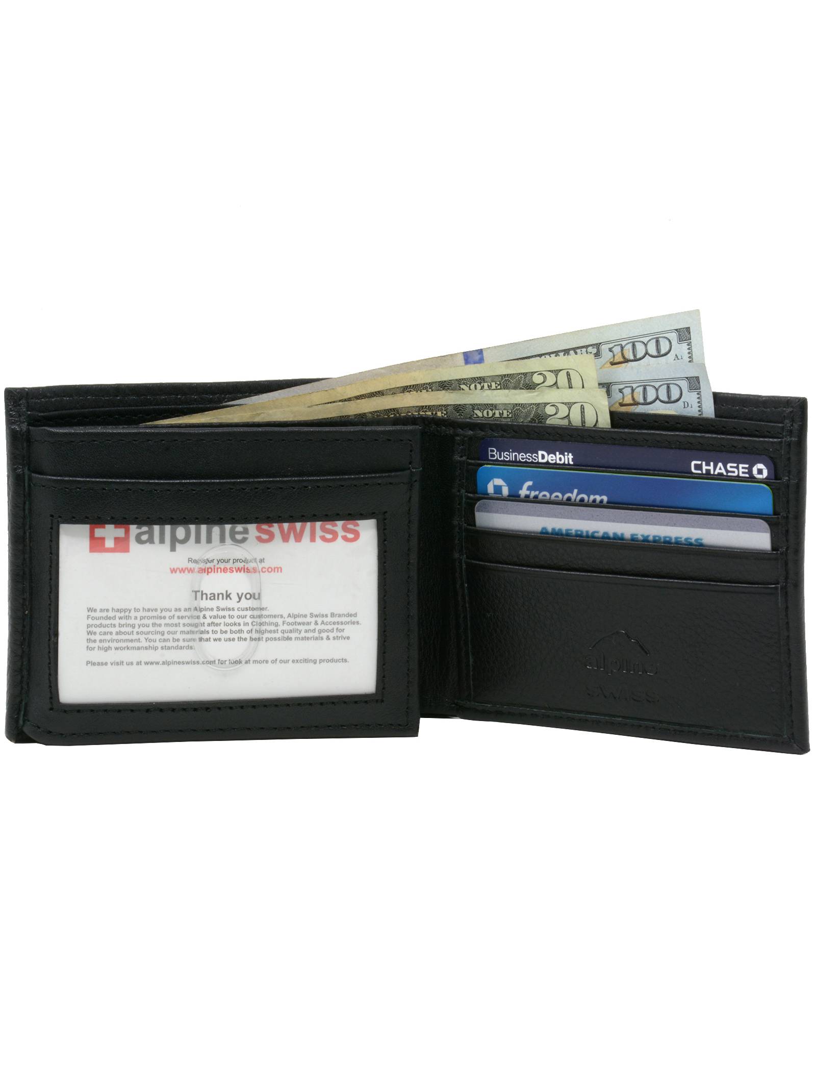 Alpine Swiss Mens Wallet Real Leather Flipout Hybrid Bifold Trifold ID Card Case - image 4 of 7