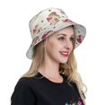 thumbnail image 5 of Kll Floral Mushroom Bucket Hat for Women Men Packable Travel Beach Sun Hat Outdoor Rave Accessories Reflective Fisherman Cap, 5 of 6