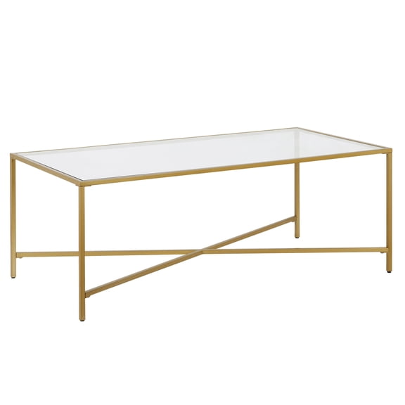 Evelyn&Zoe Industrial 48" Wide Brass Coffee Table