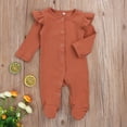 thumbnail image 3 of Seyurigaoka Unisex Baby Footed Romper, Cute Long Sleeve Solid Color Knitted One-Piece Bodysuit Pajamas, 3 of 6