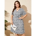thumbnail image 6 of SHOWMALL Women's Plus Size Casual Summer Dress with Pockets, Crossover V Neck Beach Party Dress, Grey Sakura 5X Soft Breathable High Waist Sun Dress, 6 of 7