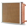 thumbnail image 3 of VEVOR Heat Exchanger Water to Air, 16"x 16" with 3-Row 3/8" Copper Ports, 193 Aluminum Fins Heat Exchanger for Outdoor Wood Furnaces, Residential Heating and Cooling, and Forced Air Heating, 3 of 9