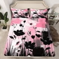 thumbnail image 2 of Homewish Black Pink Flowers 4 Pieces Queen Sheet Sets For Teens Boys Girls,Abstract Watercolor Artwork Ultra Soft Flat Sheet,Retro Vintage Queen Fitted Sheet,Luxury Bedroom Decor, 2 of 7