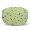thumbnail image 1 of Garden Pouf Cover with Zipper, Doodle Image of Caterpillars Ladybugs and Ants on Green Leaves of Garden Flowers, Soft Decorative Fabric Unstuffed Case, 30" W X 17.3" L, Multicolor, by Ambesonne, 1 of 5