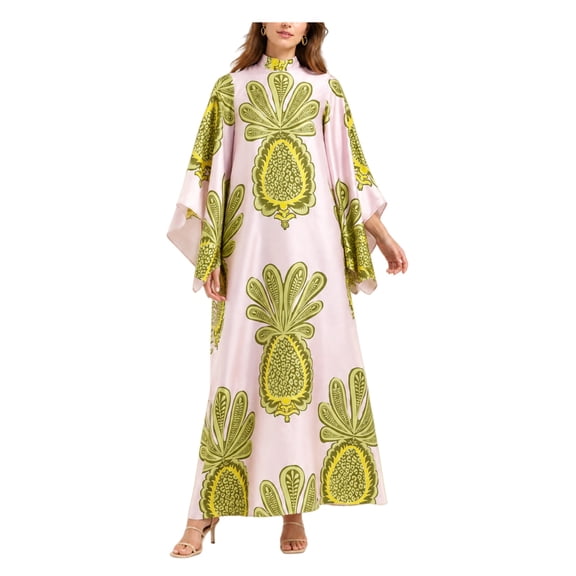 Women's Printed Stand Collar Dress, 3/4 Sleeve Summer Casual Dress