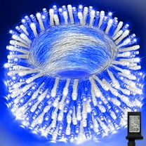 99FT 300 LED String Lights, White/Blue Fairy Lights Plug in, 16 Modes Transparent Wire, 29V Low Voltage for Indoor Outdoor Christmas Wedding Party Decoration