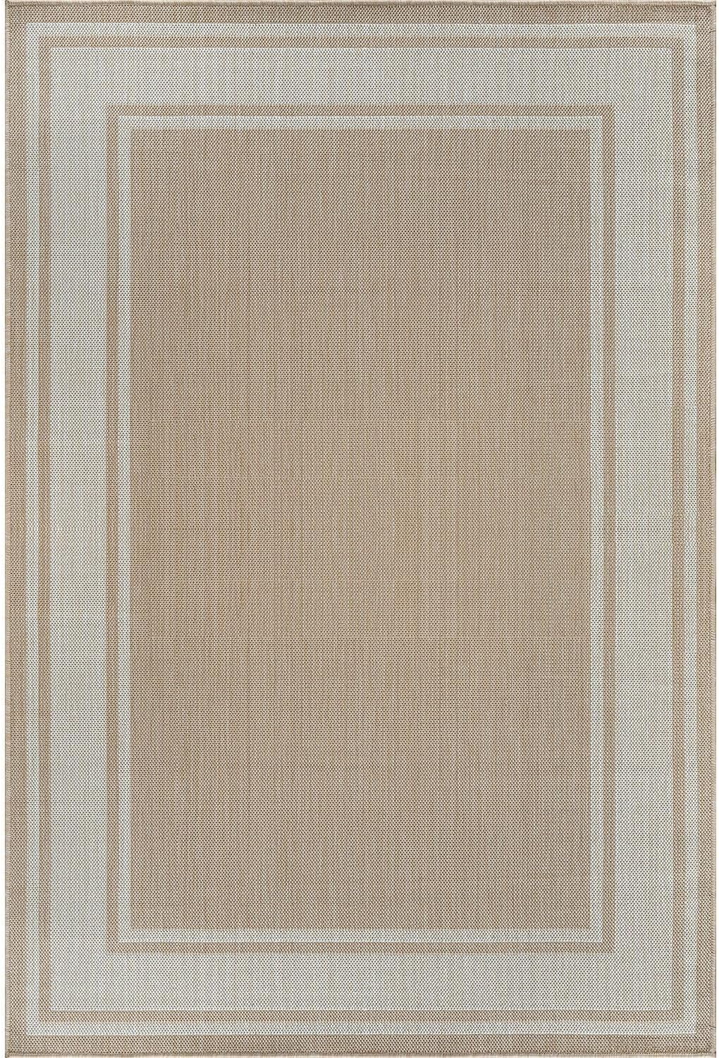 Beverly Rug Floral Bordered Washable Outdoor Indoor Area Rugs 8x10 Beige
