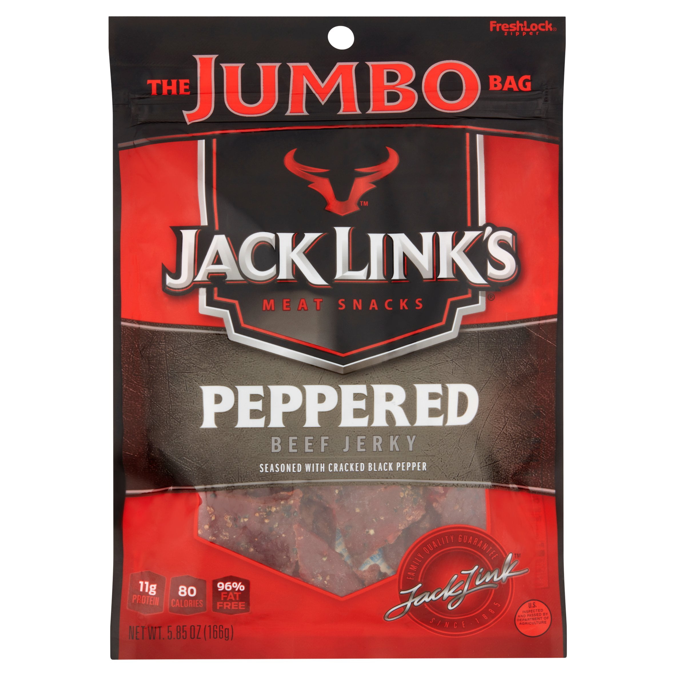 Jack Link 97% Fat Free Jumbo Bag Peppered Beef Jerky, 6.2 Oz by Link Snacks, Inc.