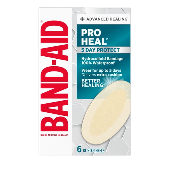 BAND-AID Brand Pro Heal Hydrocolloid Blister Bandage, Waterproof, 6 Count