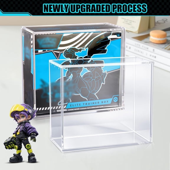 RotHome Acrylic Elite Trainer Box Protector Case Ultra Thick 8mm 5mm Display with Strong Magnets Stackable Hard Case for ETB Easy Top Loading Acrylic Box