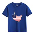 thumbnail image 4 of Piuwrlz Short T-Shirts Sleeve Kids Girls Round Neck Shirt Printed Loose Blouses Shirt Top Blue Size 7 Years, 4 of 4
